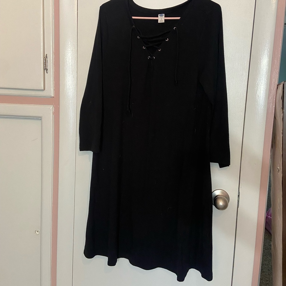 Black Laced-Up Swing Dress- Old Navy Large